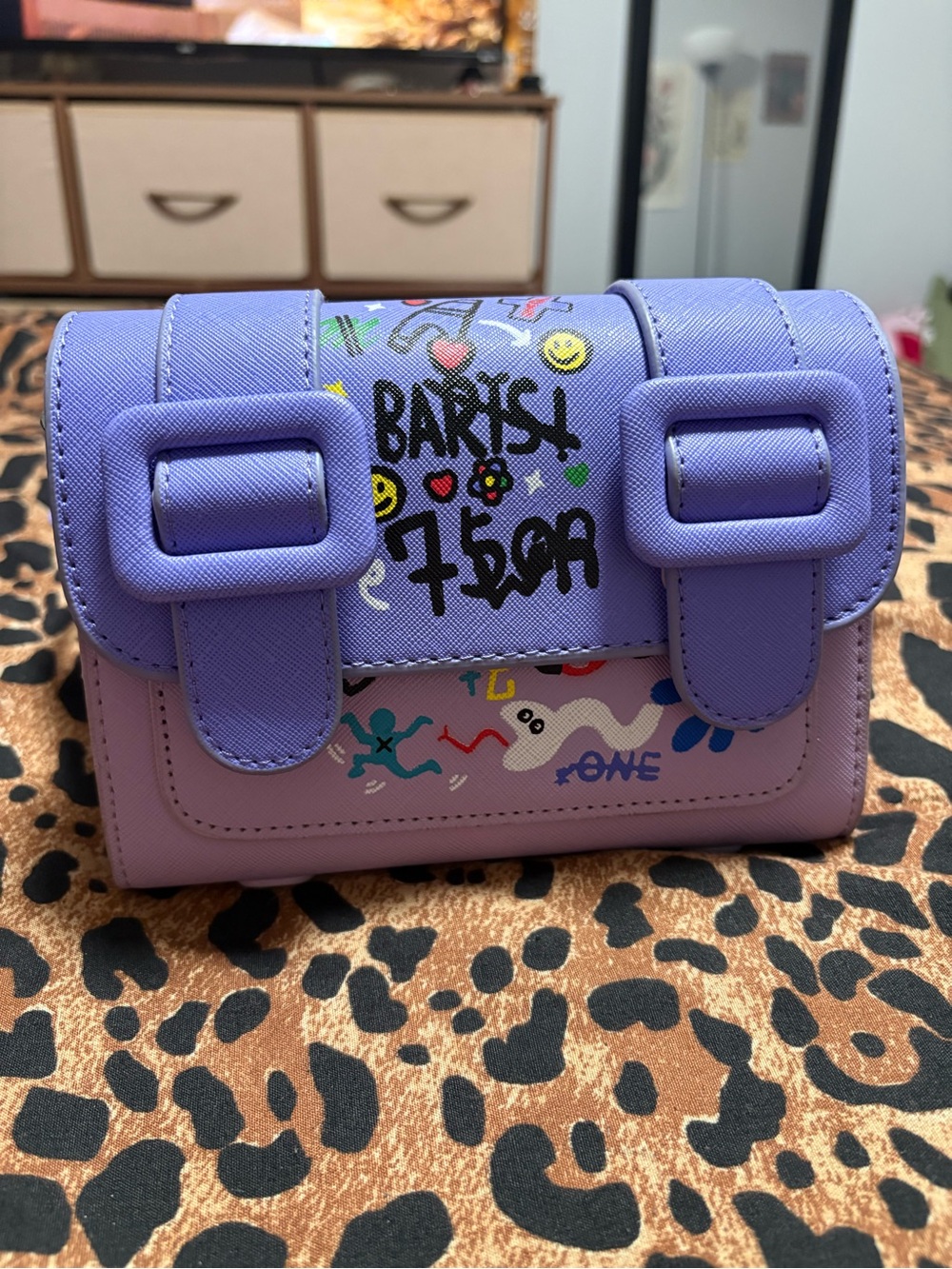 SHEIN Lilac Graffiti Mini Crossbody Bag